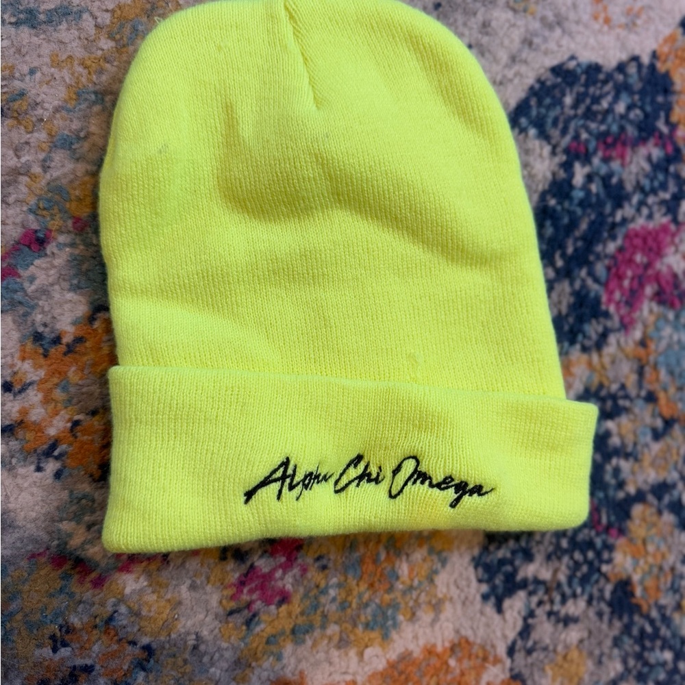 Alpha Chi Omega Neon Yellow Beanie